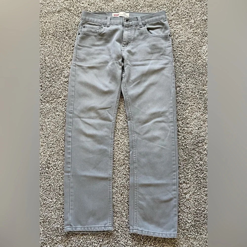 Levi's 513 Slim Straight Gray Corduroy Pants Boys Youth Size 16 REG W28 L28